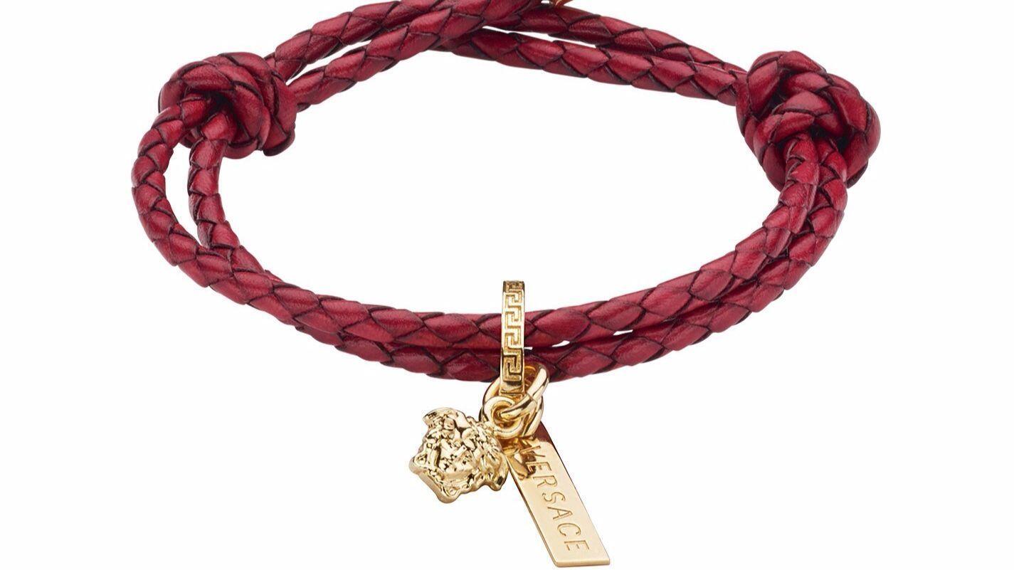 Versace braided deals leather charm bracelet